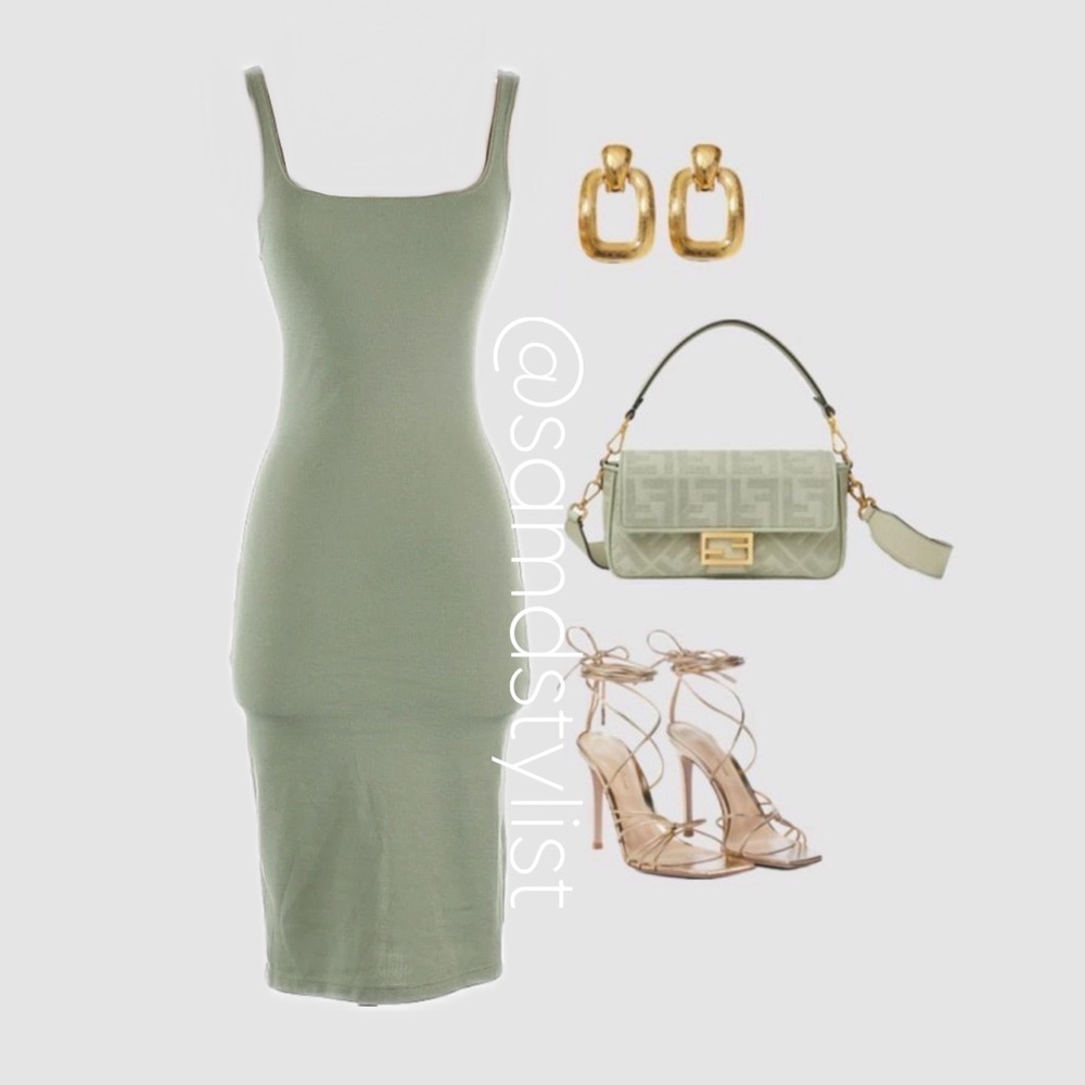 Elegant Sage Midi Dress- Forever 21- Size Medium